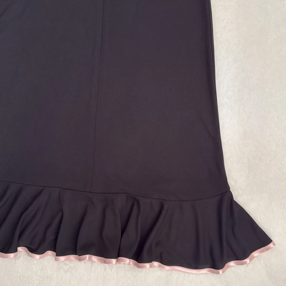 {VTG} City Triangles | Y2K Babydoll Midi Dress Black Made in USA (L Fits S/M) - Picture 13 of 14